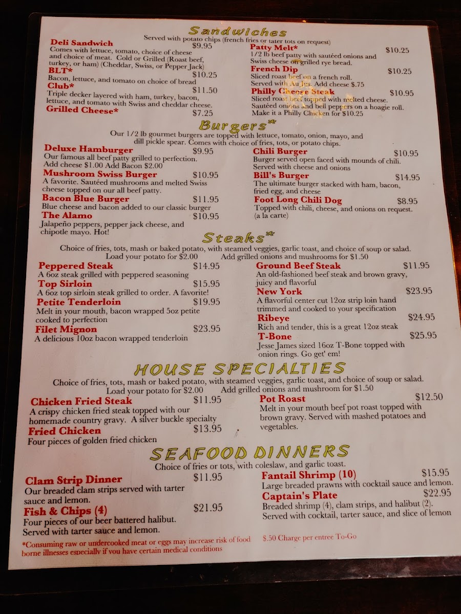 Bill's Steak House Lounge Menu - Image 5
